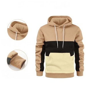 New Grey White <b>Black</b> Contrast Hoodie Men <b>Fleece</b> Pullover Sweatshirt Streetwear Fashion Winter Warm Hooded Custom Logo Wholesale - Product Image 6