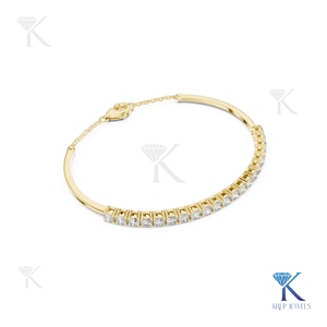 Adjustable Chain Lab Grown Diamond Filled Brilliant Cut 14K <b>Solid</b> <b>Gold</b> Fine Unisex Minimalist Luxury Jewelry Party Gift - Product Image 4