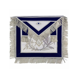 Tablier de Maître Maçon sur mesure avec franges argentées, brodé à la main, pour Loge Bleue, Régalia Maçonnique, Vente en gros - Product Image 1