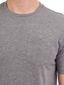 Camiseta de algodón gris de manga corta para hombre con bolsillo en el pecho y logotipo, corte regular, estilo casual, cuello redondo, tejido jersey. - Product Image 4