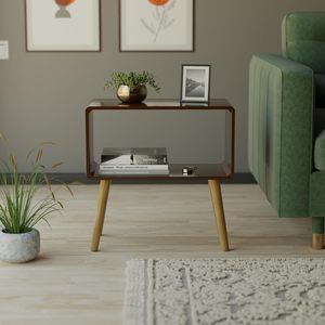 Retro Bookcase Nightstand, End <b>Table</b>, Bed <b>Side</b> <b>Table</b> for <b>Small</b> Spaces Magazine Stand with Storage Engineered Wood - Product Image 2