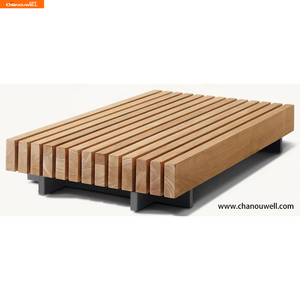 Ensemble de canapés modulaires <span class=keywords><strong>en</strong></span> <span class=keywords><strong>teck</strong></span> avec table d'appoint, imperméable, lavable, moderne, rangées de lattes parallèles, lignes nettes, durabilité naturelle - Product Image 6