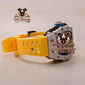 Reloj de Pulsera de Diamantes Moissanite de Diseño Único y Lujo para Hombre, Reloj de Joyería de Moda con Caja de Acero Inoxidable y Brazalete Ajustable - Product Image 3
