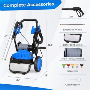 Idropulitrice Elettrica Portatile 2300 PSI 1.8 GPM con Ruote per Autolavaggi, Dotata di Motore e Pompa a Ingranaggi 380V 220V - Product Image 2