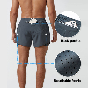 Pantalones Cortos Deportivos de Secado Rápido para Hombre, de Color Sólido, Tejidos, con Cordón Ajustable, Cintura Media y Bolsillos Laterales - Product Image 3