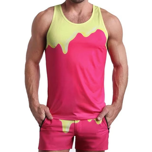 Camisetas sin Mangas de Algodón y Poliéster de Primera Calidad con Estampado por Sublimación en Color de Contraste, Ropa para Hombre, Tallas Grandes, Camisetas Transpirables para Hombre - Product Image 1