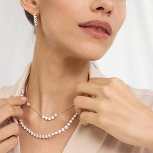 Collier élégant en argent sterling 925 avec chaîne en moissanite pour femme, bijoux de mode étincelants, accessoire cadeau TIARAS JEWELS - Product Image 3