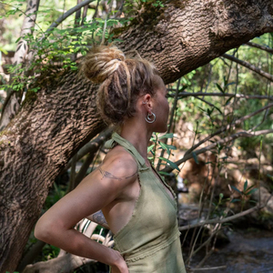 เสื้อครอปผูกคอผ้าฝ้ายดิบ เปิดหลัง สไตล์แฟรี่พิกซี่ โบโฮ เสื้อผ้าสำหรับงานเทศกาล ทำมือ สไตล์ชาติพันธุ์ ชุดฤดูร้อน - Product Image 1