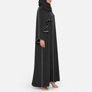 Ensemble abaya ouverte de haute qualité avec hijab assorti, longueur cheville, manches longues, tenue décontractée pour femmes - Product Image 2