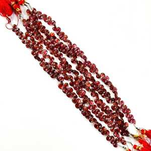 ลูกปัดโกเมนธรรมชาติจากโมซัมบิกทรงหัวใจเหลี่ยมเพชรพลอย ขนาด 5-6 มม. สำหรับทำเครื่องประดับ ความยาว 8 นิ้ว แบบเป็นเส้น จำนวนมาก - Product Image 3