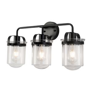 Set di 3 Lampade Decorative Industriali Moderne per Interni, Applique con Paralume in Vetro Trasparente, Attacco E26, Lampadina Non Inclusa - Product Image 1