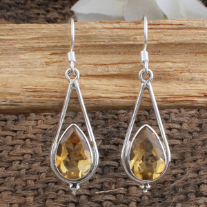 Pendientes de Citrino Natural, Plata de Ley 925, Calidad AAA, Gema Amarilla Dorada, Piedra de Nacimiento de Noviembre, Joyería al por Mayor - Product Image 5