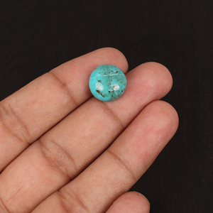 Pierre précieuse cabochon en turquoise naturelle d'Arizona, 6,8 carats, 13x13 mm, ronde, personnalisable pour la fabrication de bijoux - Product Image 2