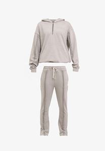 Ensemble de survêtement deux pièces pour femme, personnalisé, hiver 2024, couleur unie, style urbain, respirant, en molleton décontracté avec fermeture éclair quart de tour - Product Image 6