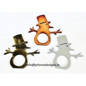 Anillos de Servilleta de Madera Vintage con Diseño de Muñeco de Nieve Navideño, Juego de Anillos para Servilletas, Accesorios de Decoración para Mesa Navideña - Product Image 1