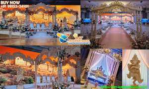 Atractivo interior boda FRP Mandap decoración boda real campanas decoración Mandap configuración indio doble pilar boda Mandap Malasia - Product Image 6