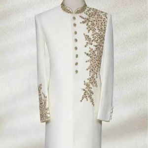 Traje de Lujo para Hombre, Salwar Kameez, Estilo Indio Pakistaní, para Novio, Vestido Real para Boda, con Bordado Intenso, Atuendo Étnico, Protección Solar, Antiarrugas - Product Image 1