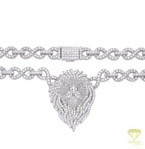 จี้หัวสิงโตเงินแท้ 925 ประดับมอยส์ซาไนต์ สร้อยคอหรูหราแบบ Iced Out Infinity Chain สำหรับผู้ชายและผู้หญิง ขายส่ง - Product Image 4