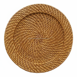 Assiettes de charge en rotin naturel 13 pouces résistantes à la chaleur pour la fête de mariage Table à manger Boho rustique décor écologique - Product Image 6