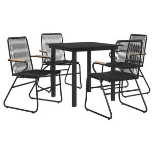 Set da pranzo in Rattan in PVC nero da 5 pezzi - Product Image 3
