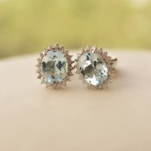 Boutons de manchette en topaze bleu ciel Azure Crown avec halo en argent sterling 925, vente en gros, grande quantité - Product Image 1