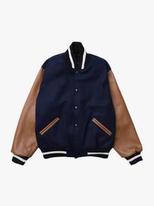 Unisex High Quality Customized VARSITY Jacket Slim Vintage Style <b>Stand</b> Collar Canvas Embroidered Customized Logo for Winter - Product Image 4