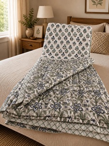 Hand Block Print Cotton Razai <b>Quilt</b> Reversible Jaipuri <b>Indian</b> Bedding - Product Image 6