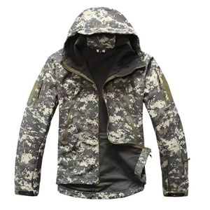 <b>Men's</b> Tactical Camouflage Front Logo Hooded Winter <b>Jacket</b> Windproof <b>Waterproof</b> Outdoor <b>Fleece</b> <b>Lined</b> Hiking Parka Zipper Finished - Product Image 1