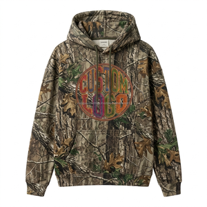 Sudadera con Capucha Oversize Estampada Camuflaje Selva Estilo Urbano, Logotipo Bordado Personalizado, Algodón Felpa, Bajo MOQ, Proveedor Mayorista OEM ODM - Product Image 1