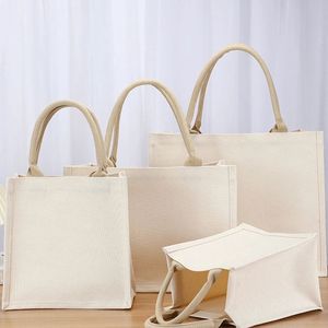 Sac fourre-tout réutilisable en toile et jute laminée imperméable EcoDari avec poignée en corde de coton – Vente en gros - Product Image 1