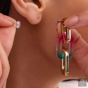 Boucles d'oreilles tendance PRAO Vibrant Acrylic & Golden Anti-Ternish CCB Chain Danglers - Product Image 1