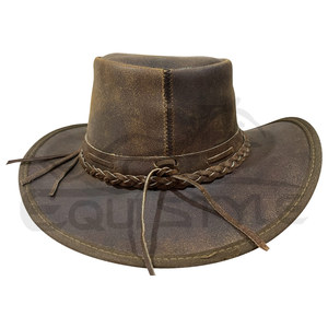 Brown Leather Cowboy <b>Hats</b> Double Braided Hatband Rugged Finish for <b>Men</b> Women Wholesale Vintage Western Ranch Rodeo Wear - Product Image 2