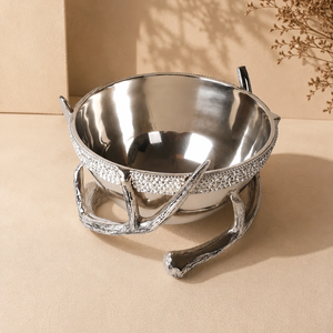 Lujosa Tazón Decorativa con Diseño de Astas Plateadas, Detalles de Cristal Deslumbrantes, Base Rústica Elegante que Aporta Estilo Glamuroso a tu Hogar - Product Image 5
