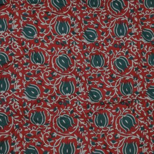 Tela de Algodón Tejida a Mano con Estampado Floral Rojo, Peso Medio, Estilo Kalamkari, para Vestidos Kurti, Decoración del Hogar, Exportación B2B, Venta al Por Mayor - Product Image 6
