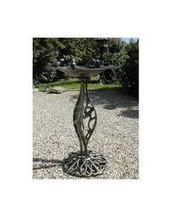 Bain d'oiseaux décoratif en métal pour jardin, grand bassin extérieur robuste, résistant aux intempéries, élégant, fontaine à eau pour oiseaux - Product Image 1