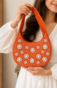 Elegant Handmade Solid Color Beaded <b>Handbags</b> Featuring Intricate Beadwork Premium Materials Durable Construction Customizable - Product Image 3
