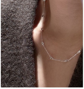Collier en argent sterling S925 avec perles de zircon, style coréen rétro, chaîne de clavicule basique, vente en gros - Product Image 2