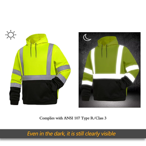 Wholesales Custom Logo Construction Winter Hi Vis Green Black Work Hoodie <b>Worker</b> Reflective Fluorescent Safety Reflector <b>Jacket</b> - Product Image 6