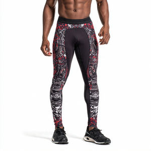 Leggings Deportivos Regal Three OEM para Hombre, Cintura Alta, Estampados, con Bolsillos, Resistentes al Agua, de Secado Rápido, Compresión, para Yoga y Gimnasio (Poliéster/Nailon) - Product Image 4