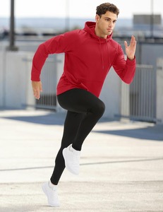 Sweat-shirt à capuche rouge pour homme, manches raglan, coupe classique, décontracté, pour l'automne, 100% polyester, tissu French Terry, avec poche - Product Image 3