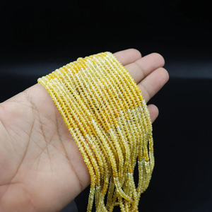 Cuentas de rondelle lisas de Aguamarina amarilla natural 3-4mm 16 pulgadas para la fabricación de joyas - Product Image 3