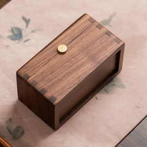 Caja de Joyería de Madera de Nogal Personalizada, Caja de Regalo Rectangular de Madera Maciza con Botón de Latón, Mini Caja de Almacenamiento de Recuerdos de Madera - Product Image 6