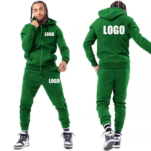 Wholesale Custom Logo Full Zip up <b>Pullover</b> Hoodies <b>Men</b> Cotton Fleece Two Pieces Sportswear Jogger Sweat suits <b>Men's</b> Tracksuit - Product Image 3