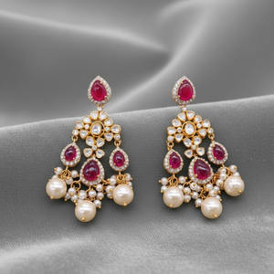 Anillo de Compromiso con Rubí Polki y Moissanita Natural de Jessica Creation, Plata de Ley 925 con Baño de Rodio, Certificado por Terceros - Product Image 1