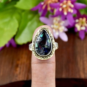 Handmade Pink Dahlia Turquoise Oval Cut Bezel Setting 925 Sterling Silver Adjustable Statement <b>Ring</b> Fine Jewelry <b>For</b> <b>Women</b> - Product Image 2