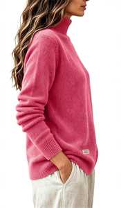 Suéter de Cuello Alto de Mohair Grueso para Hombre, Color Rosa Sólido, de Oneten Apparels - Product Image 3