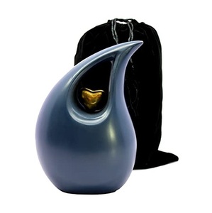 Urne funéraire en aluminium en forme de goutte d'eau, avec couvercle fileté décoratif et texture élégante - Product Image 1