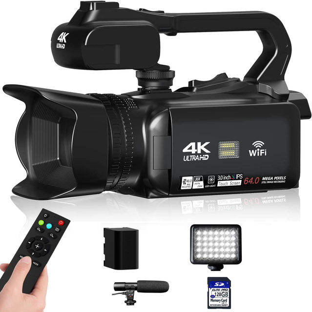 Professional Video Camcorder 60FPS 4K Camera 18X Digital Video Camera IR Night Vision for Live Streaming Vlog Video Photography