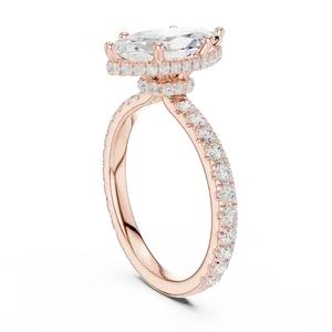 Anillo de oro unisex de lujo con un diamante de laboratorio de corte marquesa de 1.5 quilates y halo oculto, regalo especial de compromiso. - Product Image 4