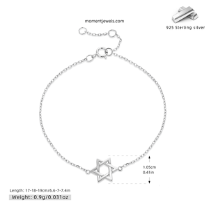 925 <b>Sterling</b> <b>Silver</b> Hexagram <b>Bracelet</b> for <b>Men</b> Women Three Dimensional Star Charm Pendant Cable Chain <b>Bracelet</b> 18K Real Gold Plat - Product Image 4